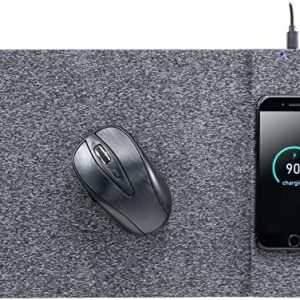Allsop Powertrack Wireless Charging Mouse Pad, 13 x 8.75, Gray