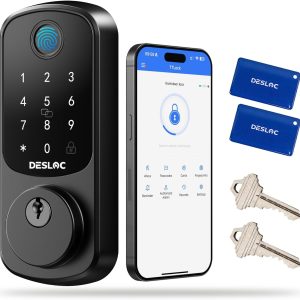 DESLOC Smart Door Lock B200, Smart Deadbolt Lock, Keyless Entry Door Lock, Fingerprint Smart Lock, Smart Locks for Front Door, App Control, Touchscreen Keypad Deadbolts,12-Month Battery, Matte Black