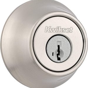 Kwikset 660 Deadbolt Deadbolt Lock, Satin Nickel Round Exterior Keyed Front Entry Door, Pick Resistant SmartKey Rekey Security, Single Cylinder Dead Bolt, with Microban Protection